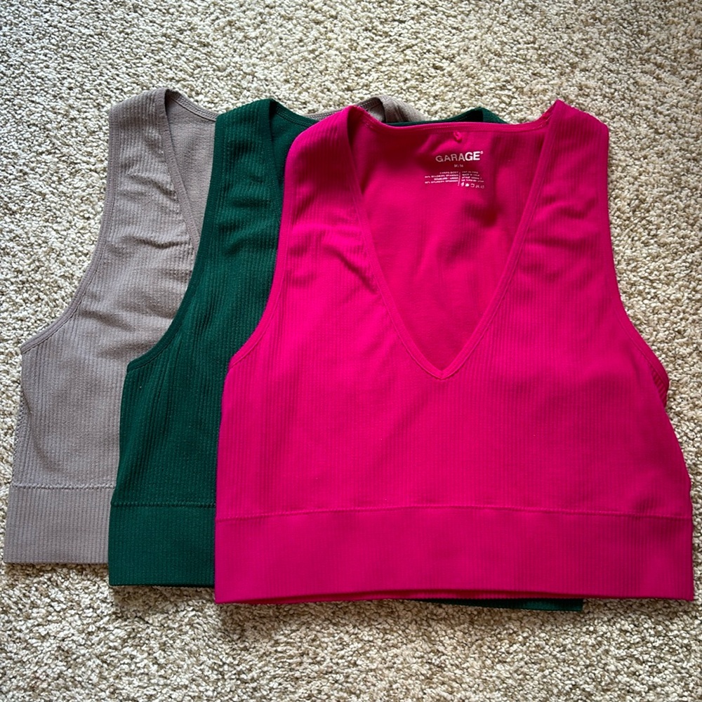 Garage | 3 Stella Seamless Plunge Tank Top Bundle